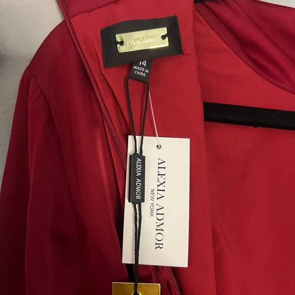Alexia Admor Red Silky Mock Neck Wrap Dress - Size 14 - Picture 10 of 10